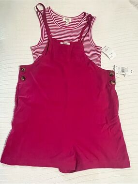 Speechless Kids Girls XL Pink Striped Tank with Magenta Romper NWT